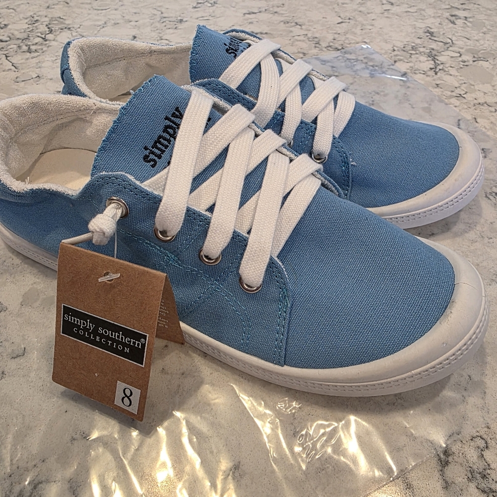 Simply Southern Collection Easy Slip Canvas Sneaker Womens Size 8 Blue NWT!